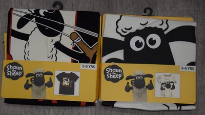 Shaun The Sheep 2 pack cotton shorts sleeve t shirts unisex age 5 / 6 years V6
