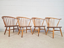 Ercol Vintage Mid Century Solid Elm Set of 4 Cowhorn Chairs PG024