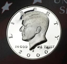 2000 Silver Proof Kennedy Half Dollar 90% Silver Content 0.361 oz Great Coin Gem