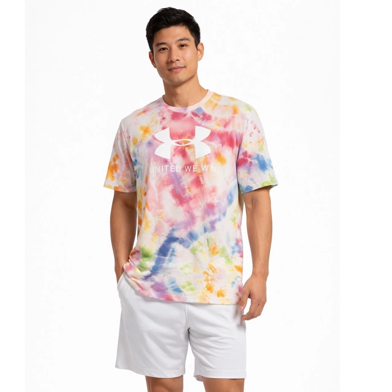 Under Armour United We Win Tie Dye HeatGear T-Shirt Mens M Activewear 102-11