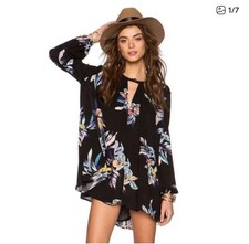 Free People Tree Swing Floral Tunic Bohemian Dress Size L