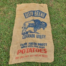 Vintage 100 lb Burlap Potato Sacks – CO, TX & MN Produce Bags