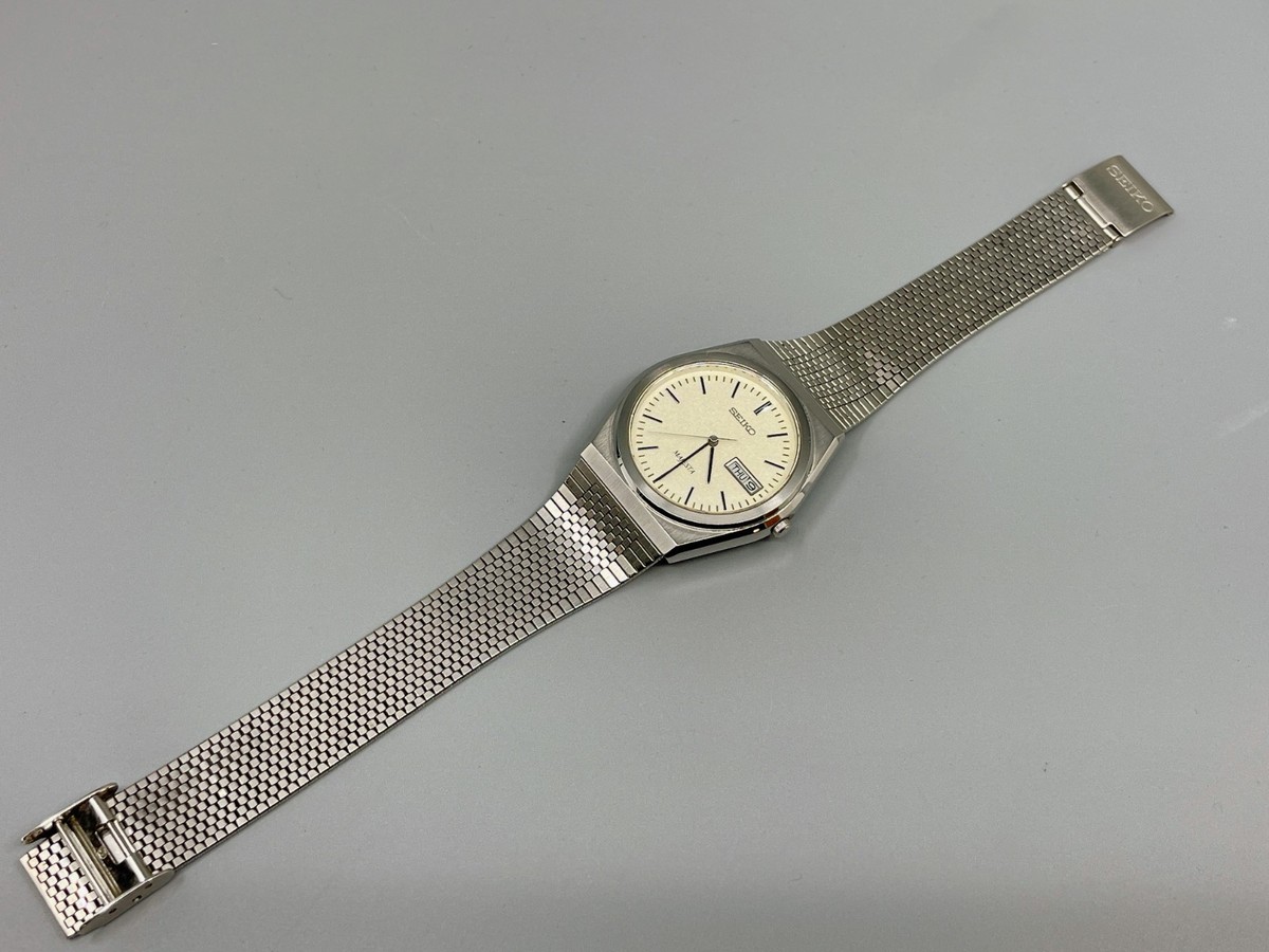 Vtg1988【N Mint/Box】 SEIKO Majesta 9533-7000 Silver Day/Date 35mm 