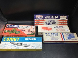 VTG Lot of (5) World War II era Military Wood Cardboard Model Kits Jeep Comet