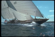 172025 The Classic Shamrock IV Blasts Along Under Full Sail Maine A4 Photo Print