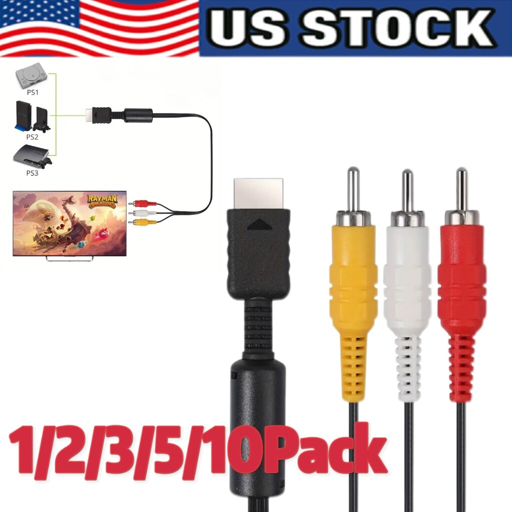 New Feet RCA AV Audio Video Composite Cable Cord for Sony PS1 PS2 PS3 PS3  Slim