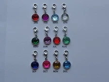 BIRTHSTONE CLIP ON DANGLE CHARM BRACELETS NECKLACE ZIPPER BACKPACK PURSE BAG