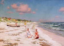beach sea boat by J. Krouthen Tile Mural Kitchen Bathroom Backsplash Ceramic