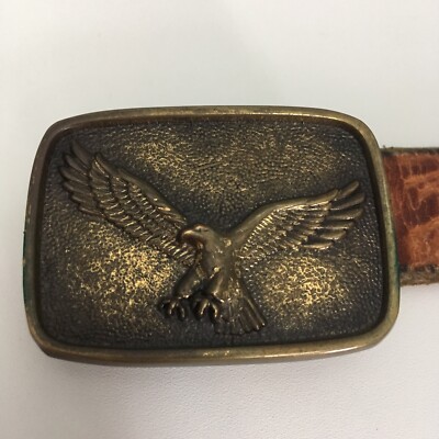 Vintage 1983 BTS Soaring Eagle Solid Brass Belt Buckle with  display picture 1