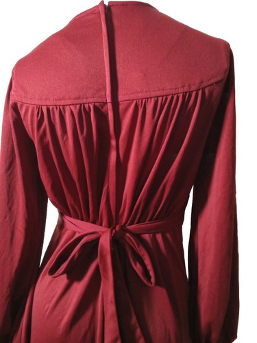 1980s Rags By Kressandra Vintage Wine Red Long Sleeve dress Size 7 Womens Strap - Picture 5 of 14