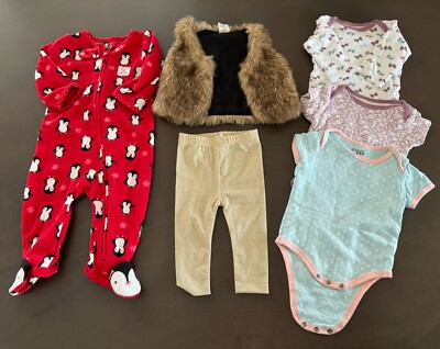 Baby Girl Infant Clothes cute BUNDLE size 3M fur vest bodysuits pants