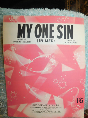 VINTAGE ORIGINAL BNOTEN 1954 MY ONE SIN (IN LIFE)