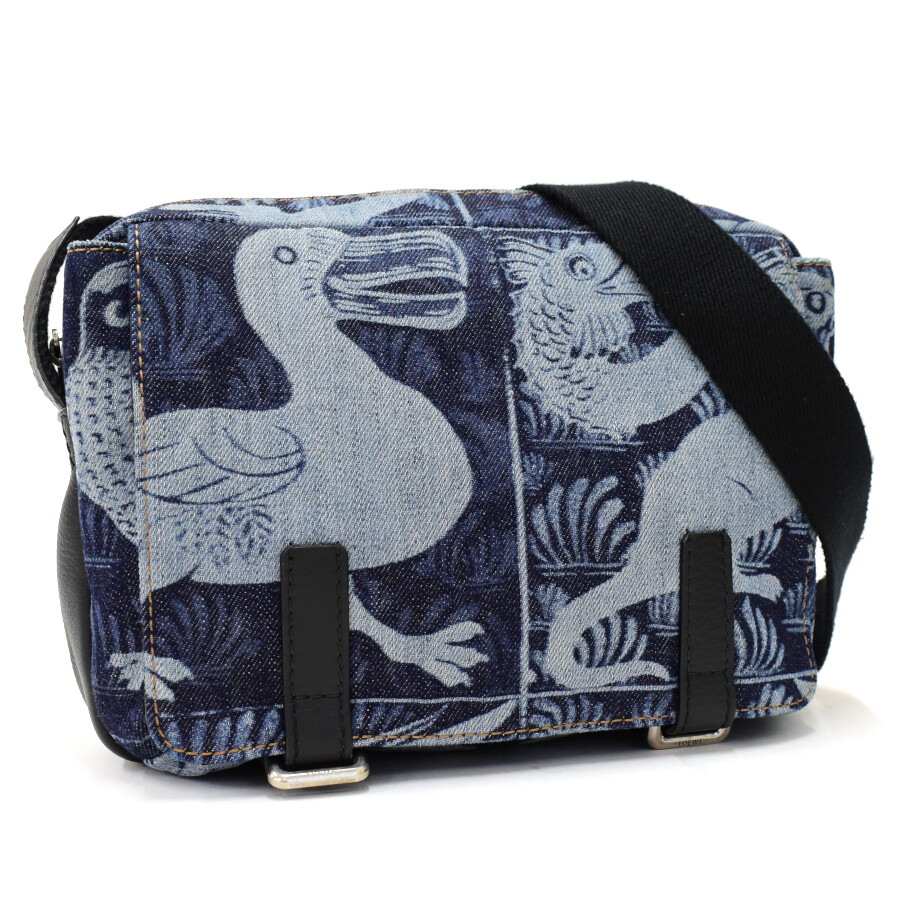LOEWE Shoulder Bag Military William de Morgan Motif Denim Navy 