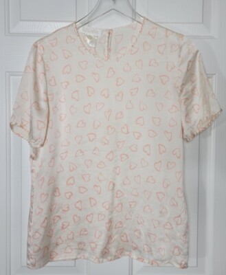 Vintage Escada Margaretha Ley Silk Blouse Shirt Size 36 Hearts Small Women s