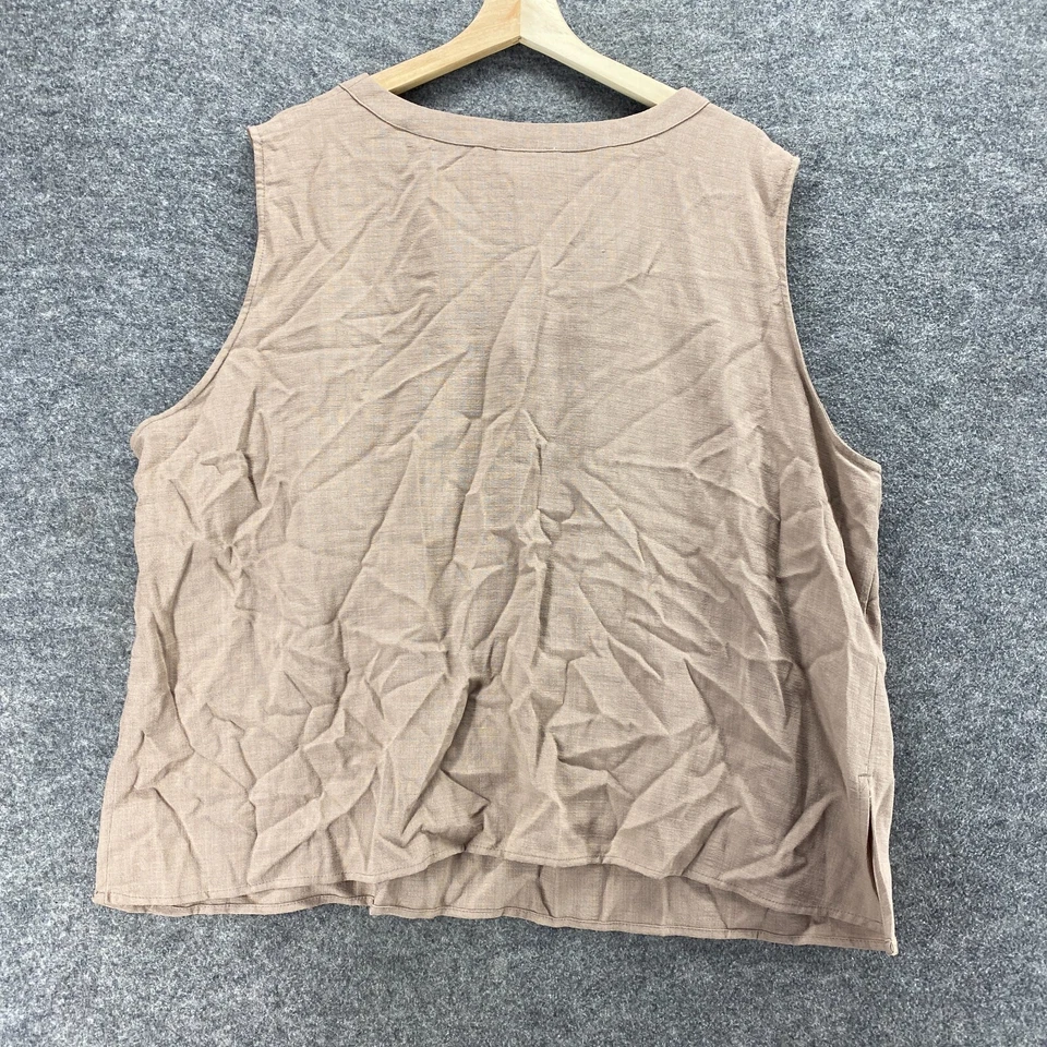 Jaclyn Smith Blouse Women 3X Plus Beige V-Neck Sleeveless Wide Strap Rayon - Image 2 of 4