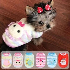 Cartoon Flannel Warm Teacup Dog Puppy Cat Teddy Clothes Vest Pet Supplies
