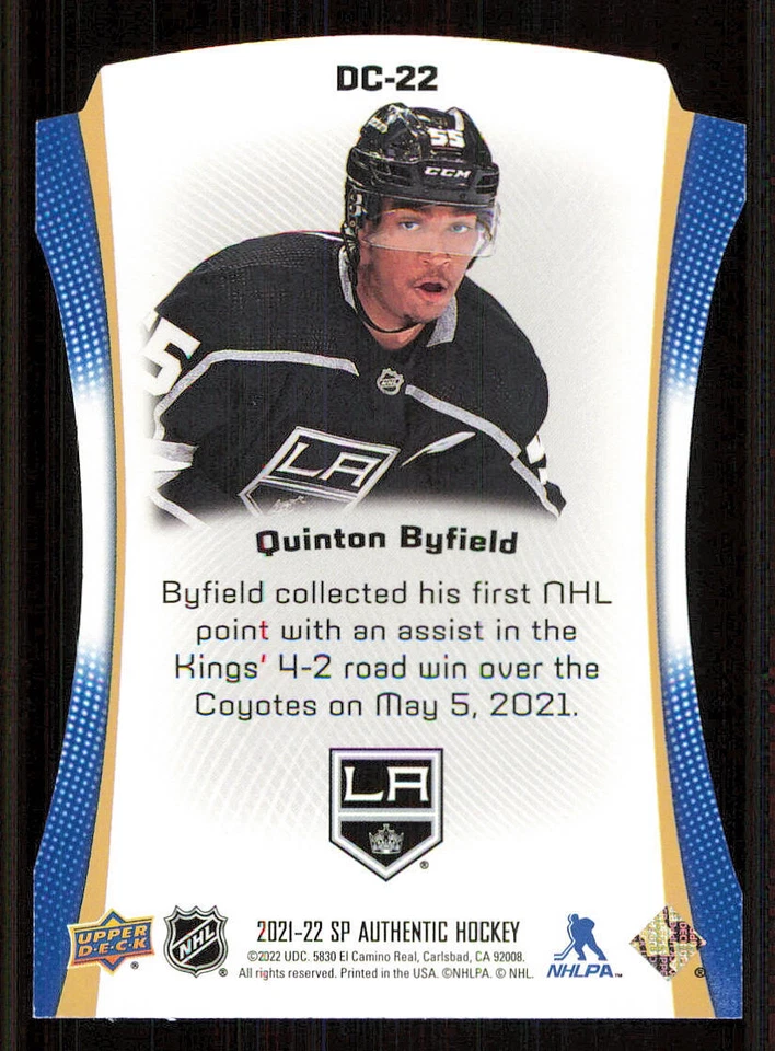 2021-22 SP Authentic Die Cuts Blue #DC22 Quinton Byfield - Image 2 of 2