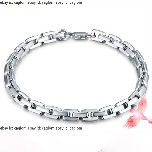 Pure Platinum 950 Chain Men Women 4.3mm Square Cable Link Bracelet 16.5g/7.2inch - Picture 4 of 5