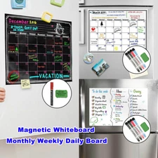 Magnetic Refrigerator Whiteboard Dry Erase Monthly Calendar Eraser Markers