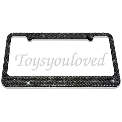 Black Diamond Gray Crystal Bling License Plate Frame made with Swarovski Element
