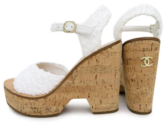 CHANEL Wedge Sole CoCo Mark Sandals EU37 US6 CC Logo G38994 CHANEL Wedge Sole CoCo Mark Sandals EU37 US6 CC Logo G38994