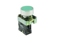 22MM Panel Mount Pushbutton Green & 1 Normally Open Contact Block