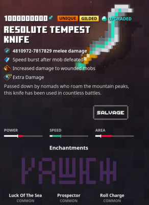 Minecraft Dungeons -Resolute Tempest Knife Unique Gilded (Xbox)(PS4)(Switch)(PC)