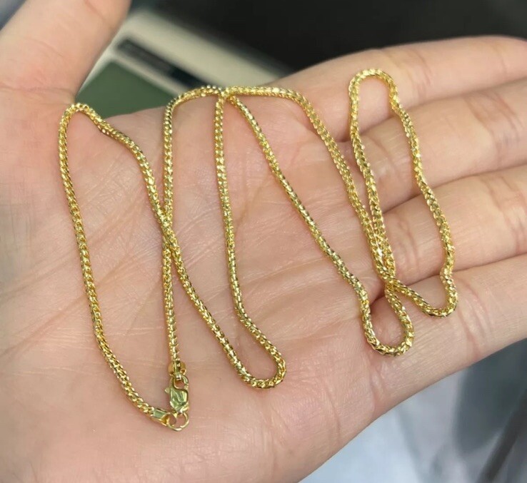18k Solid Yellow Gold Unisex Franco Chain/ Necklace. 24 Inches