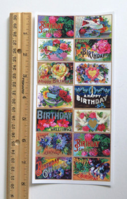 Violette Collection - VICTORIAN FLORAL BIRTHDAY - Sheet of Stickers #C241