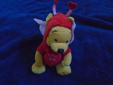 Disney Store Winnie the Pooh Love Bug Bean Bag, 8", 2000, New with Tags