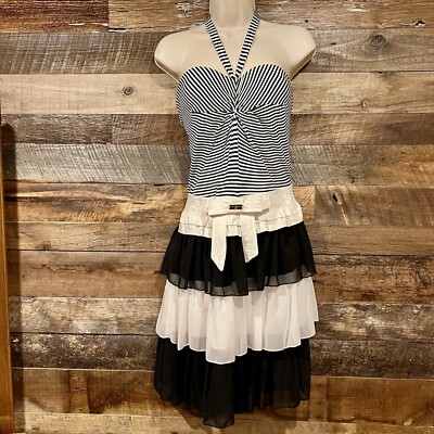Waggon Paris Black & White Dress Womens Large 40 NWT Designer French Fashion