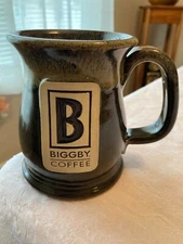 Biggby Tan/Brown Ceramic Pottery Mug 2017 Release 4.75" Tall Made In USA Nice!