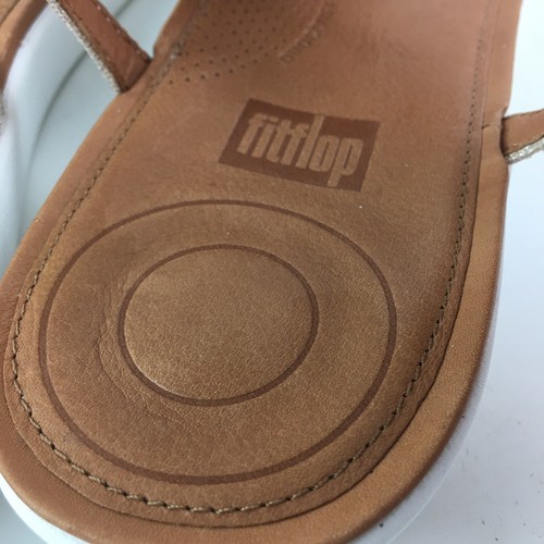 FitFlop Womens Size 9 Tia Pink & Silver Fringe Leather Ankle Strap Sandals - Picture 5 of 8