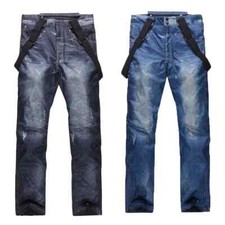 Denim Ski Pants Men Winter Outdoor Warm Windproof Skiing Snowboarding Snow Pants
