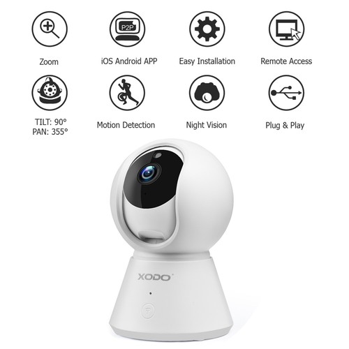 Cámara doméstica infrarroja inalámbrica XODO E6 WiFi Best Smart Home Security 1080p - Imagen 8 de 10
