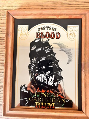 Vintage   Captain Blood  Sign Bar Decor Finest Caribbean Rum 8inchx10inches