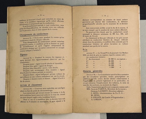1935 DIEPPE GRAND PRIX RACE REGULATION REGLEMENT PROGRAMME BOOK SCUDERIA FERRARI - Picture 4 of 7