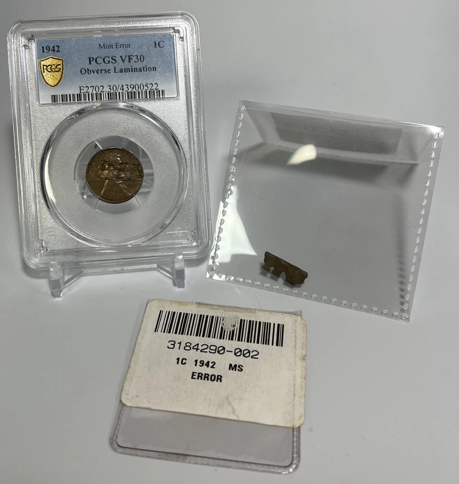 1942 Lincoln Cent Mint Error PCGS VF30 Obv Lamination with Planchet Strip 1C - Image 4 of 4