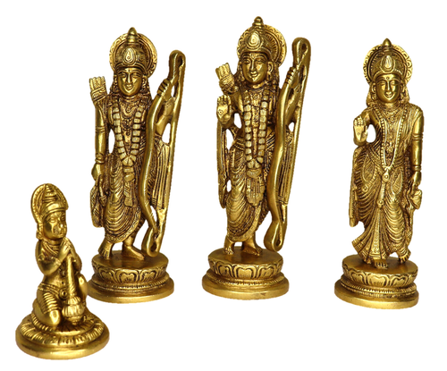 Statua Rama Laxman Sita & Hanuman scultura statua Ram Darbar ottone fatta a mano