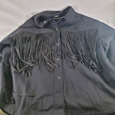 Grace+emma Fringe With Benefits Fringe Trim Western Inspired Jacket In Black