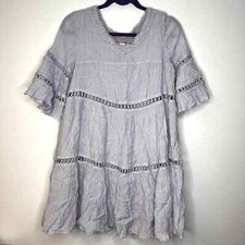 Eri + Alit Textured Flowy Anthropologie Peasant Dress Bell Sleeve size medium