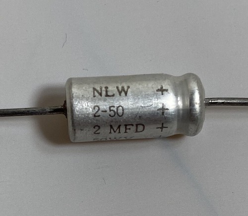2uf mfd 50V 105' COMPUTER GRADE AXIAL ELECTROLYTIC CAPACITOR NLW2-50 CDE (10) - Picture 3 of 5