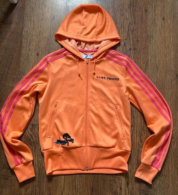 Adidas Tropez Womens Hoodie Track Jacket Orange Retro Size XS