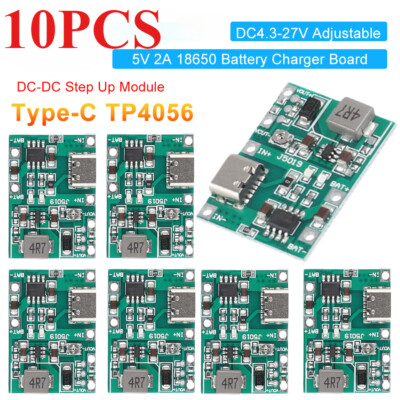 10X TP4056 Charger Discharge Power Board Type-C 18650 Battery Module DC4.3-27V