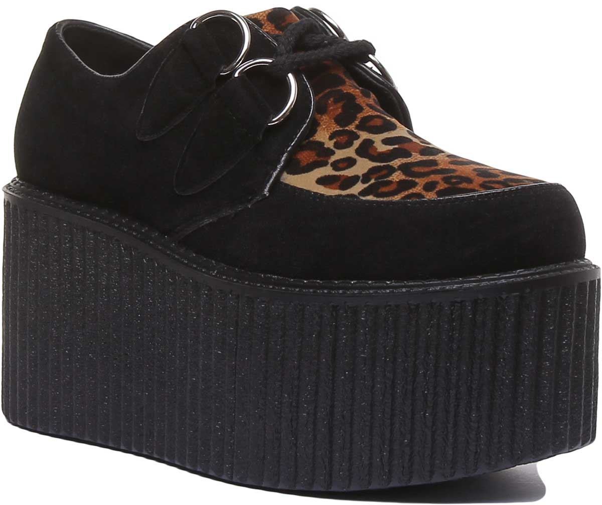 Girl You're Stacked Leopard Platform Womens Shoes in Black Size US