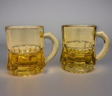 MCM Vintage Federal Glass Mini Beer Mug Shot Glasses Made In USA Set Of 2