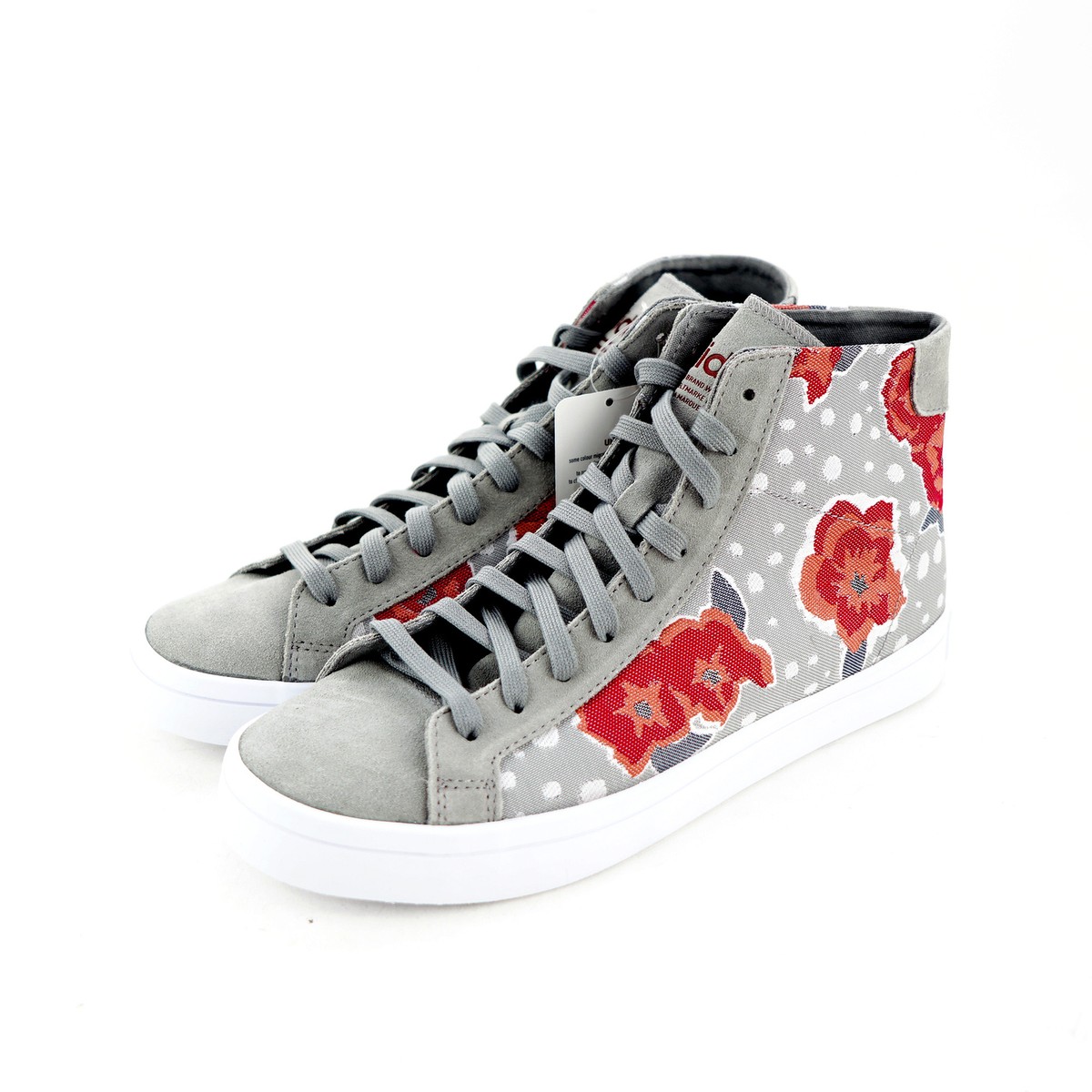 Adidas Womens' (Sz 6.5) Originals Courtvantage Mid W, Gray / Pink (S79953) Adidas Womens' (Sz 6.5) Originals Courtvantage Mid W, Gray / Pink (S79953)