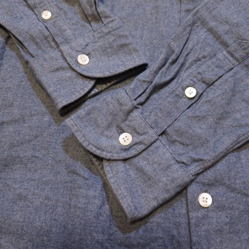 LNWOT Edifice Made in Japan Brushed Denim Cutaway Shirt Gray/Blue Fits Medium - Picture 5 of 10