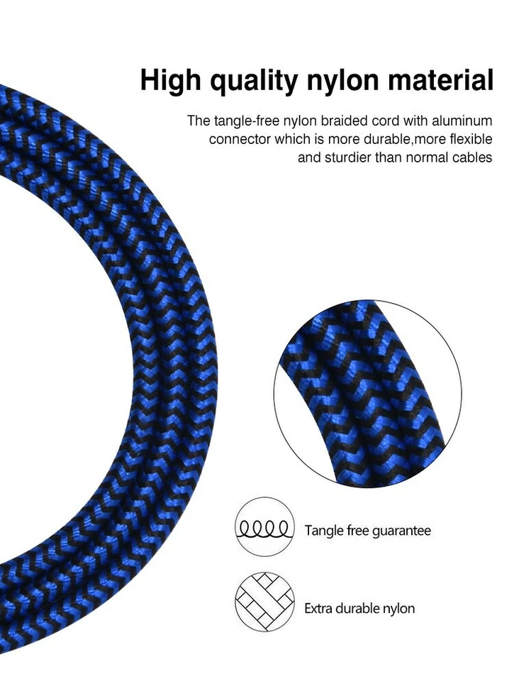 3 PACK 10ft Type C to USB-A Nylon Braided Fast Charger Cable Quick Charging Cord - Image 2 of 4