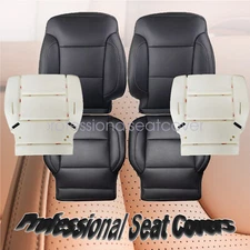 For GMC Sierra 2500HD 2014-2019 Front Leather Seat Cover / Foam Cushion Black